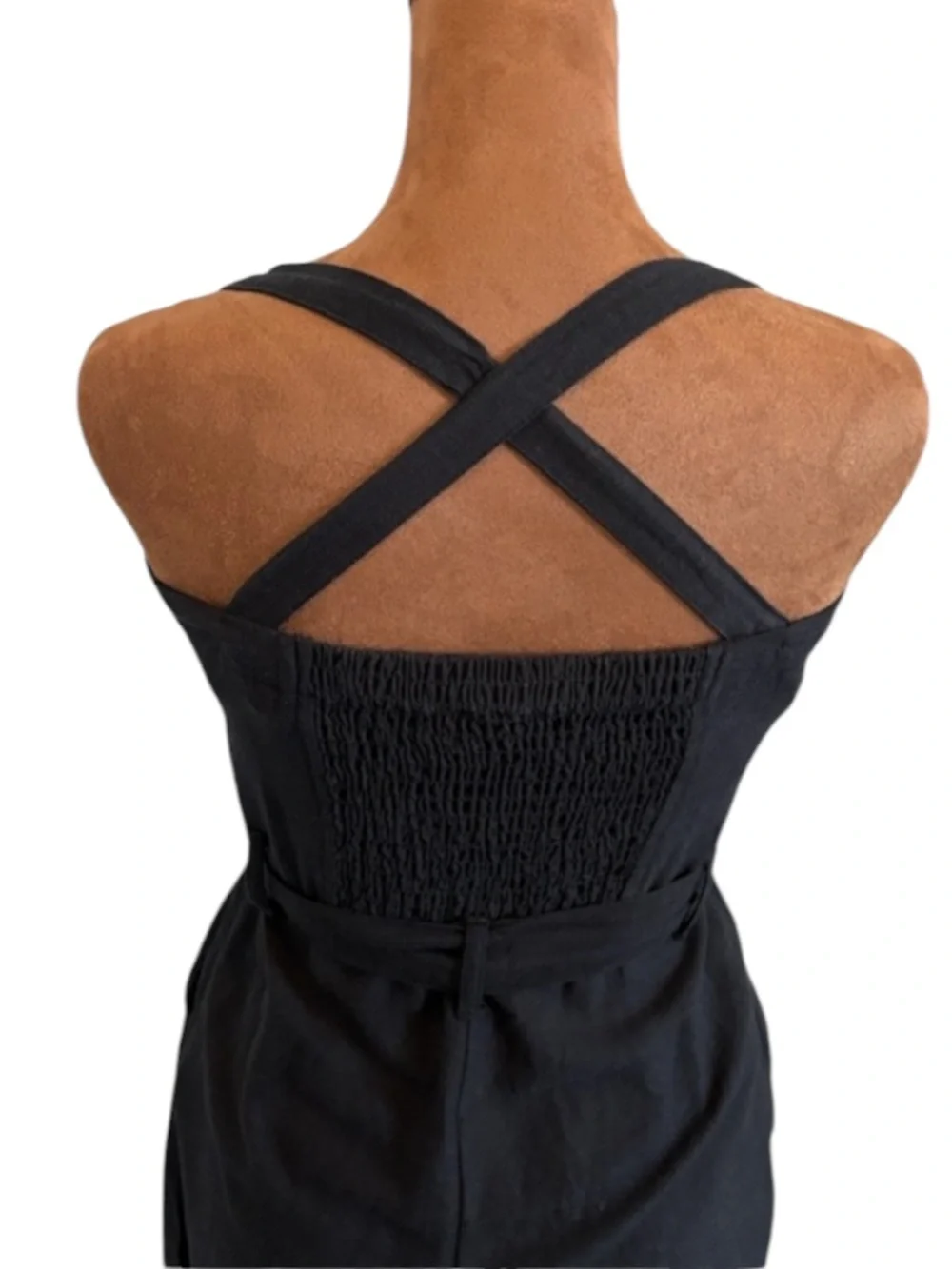 Roxy Black Linen Blend Wide Leg Jumpsuit XS Button Front Belted Pockets boho - Picture 2 of 9